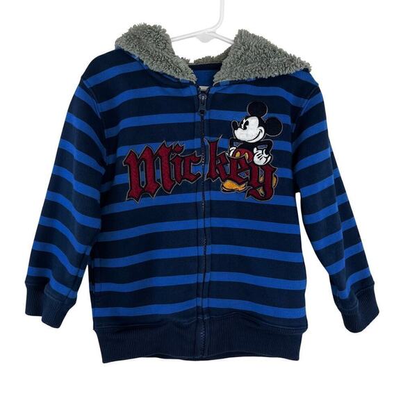Disney Parks Striped Mickey Fleece Lined Full Zip Front Hoodie Size XXS - Picture 1 of 7